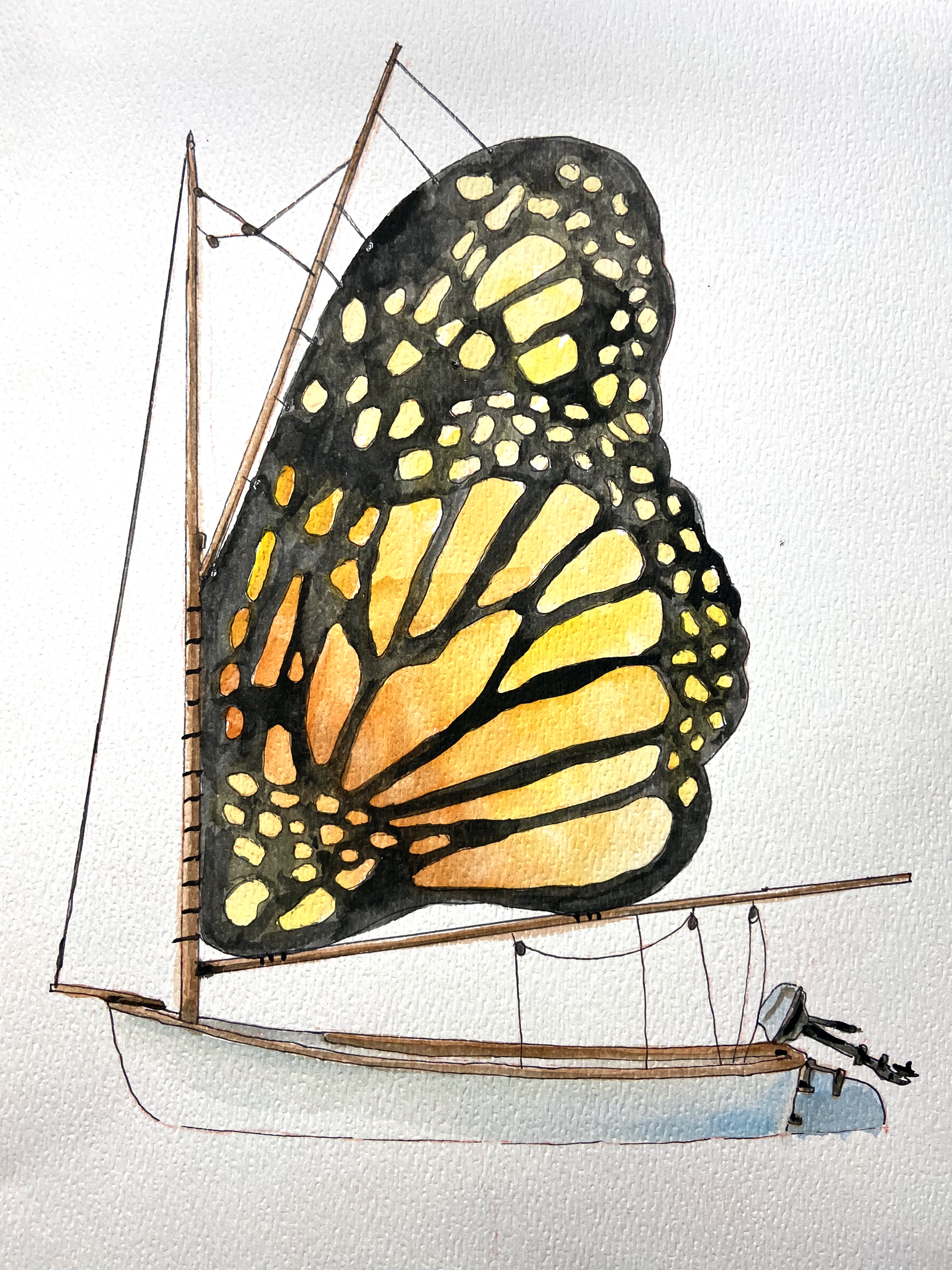 butterfly boat drawing